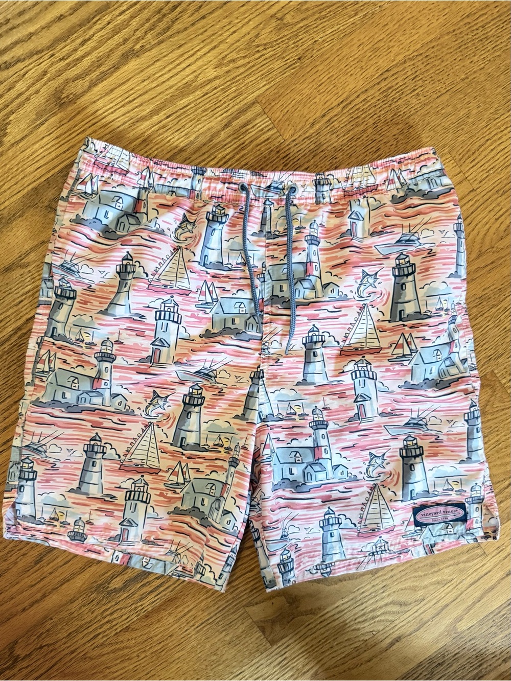 Vineyard Vines Kids Sailboat & Lighthouse Swim Trunks - Fits Men's small also